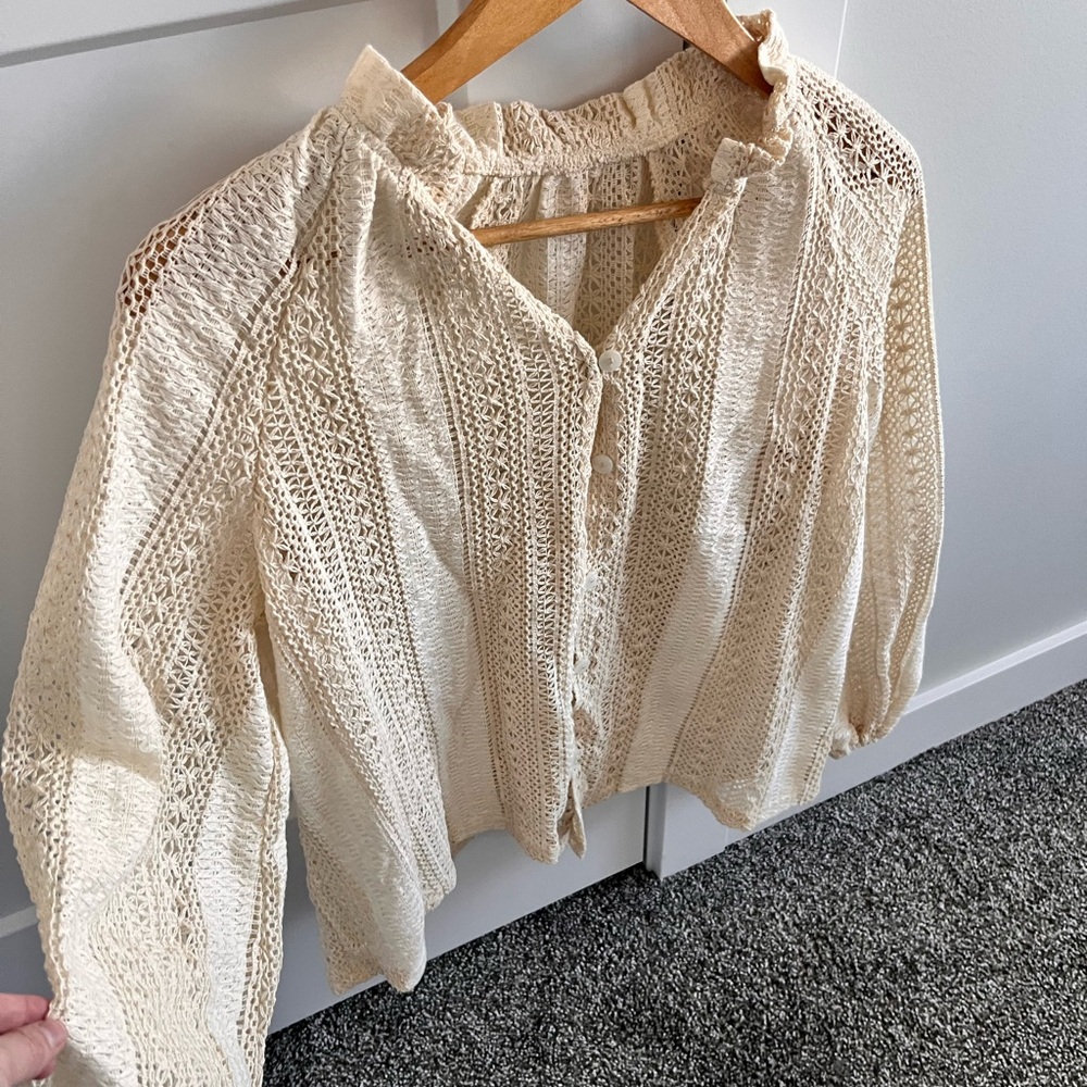SHEIN Cream Lace Blouse
